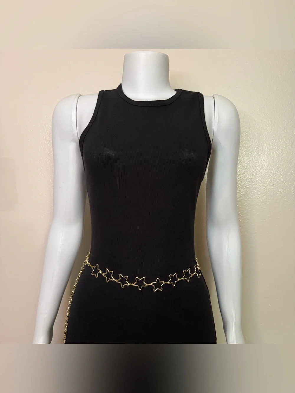 Gold tone star shaped chain belt
